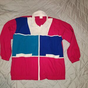 Teddi Sport vintage 80s Colorblock zip up nylon Windbreaker Size 16